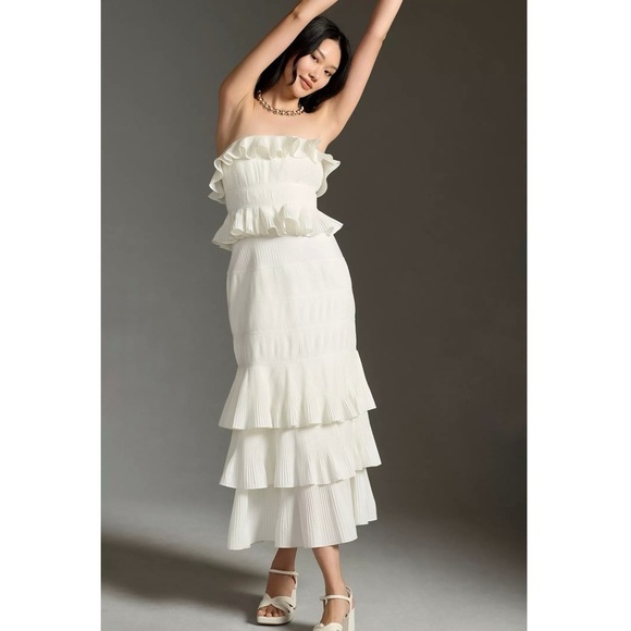 Anthropologie LET ME BE STRAPLESS TIERED RUFFLED DRESS - Picture 4 of 9